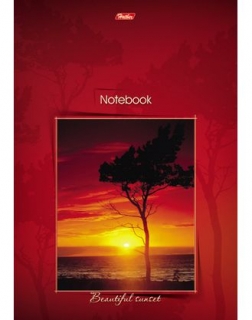 Блокнот 60л А4ф клетка жесткая подложка на спирали-Закат