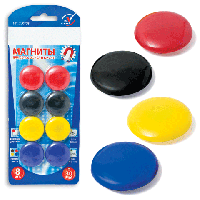 Магнитный держатель для досок разноцветный (диаметр 40 мм, 8 штук в упаковке)